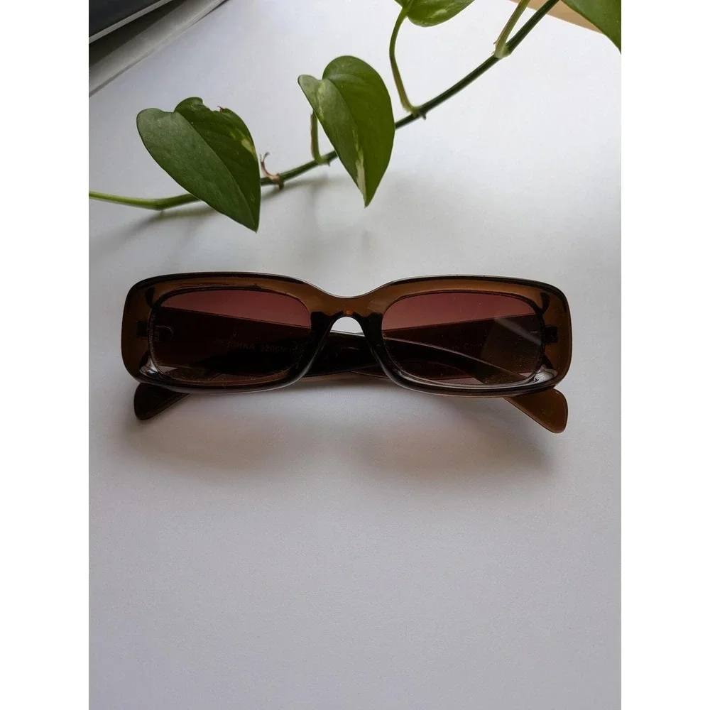 Bershka Retro Y2K‎ Tortoiseshell Rectangle Sunglasses Brown 9206/419/700